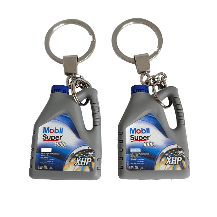PVC 3D Oil Bottle Keychain with UV Printing