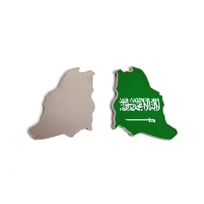 Saudi Arabia National Day Celebration Map Badge Painted Metal Badge