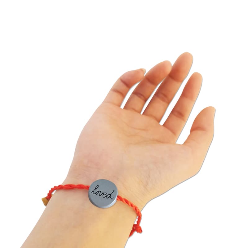 Custom Text Red Rope Single Bead Bracelet