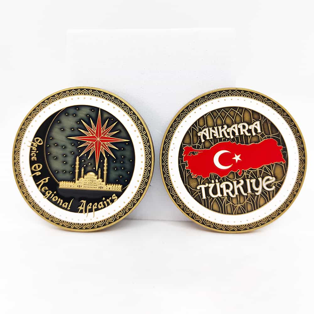 Zinc Alloy Die Casted Limitation Hard Enamel Polished 3D Embossed Style Turkish Heritage Mosque Shape Commemorative Coin