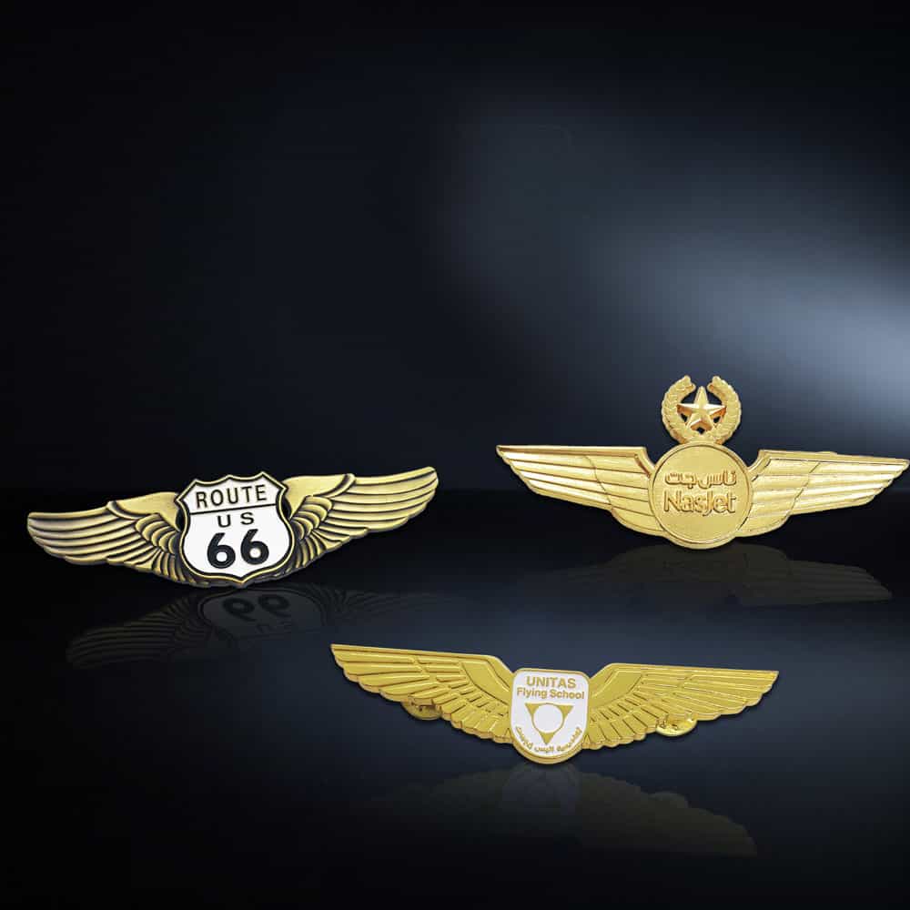 Zinc Alloy Die Casted Vintage Plated Hand Polished Decorative Honor Award Wing Badge
