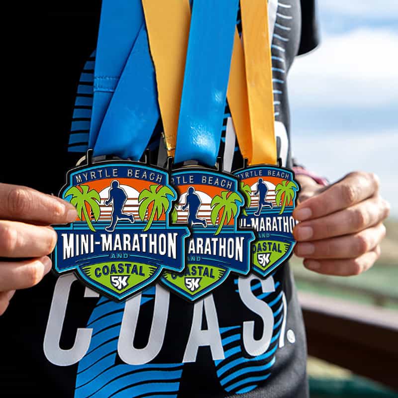Custom 5K, 10K, 15K, 42.195K Marathon Running Event Participant Winner Medal with Custom Ribbon