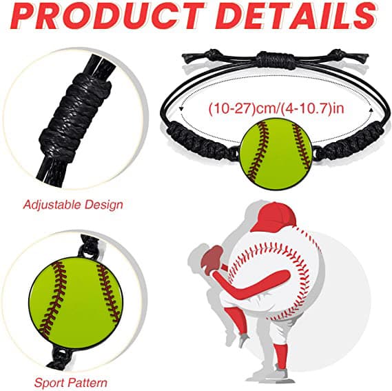 Custom Iron Stamped Enamel Polished Baseball Braided Bracelet Silicone Wristband