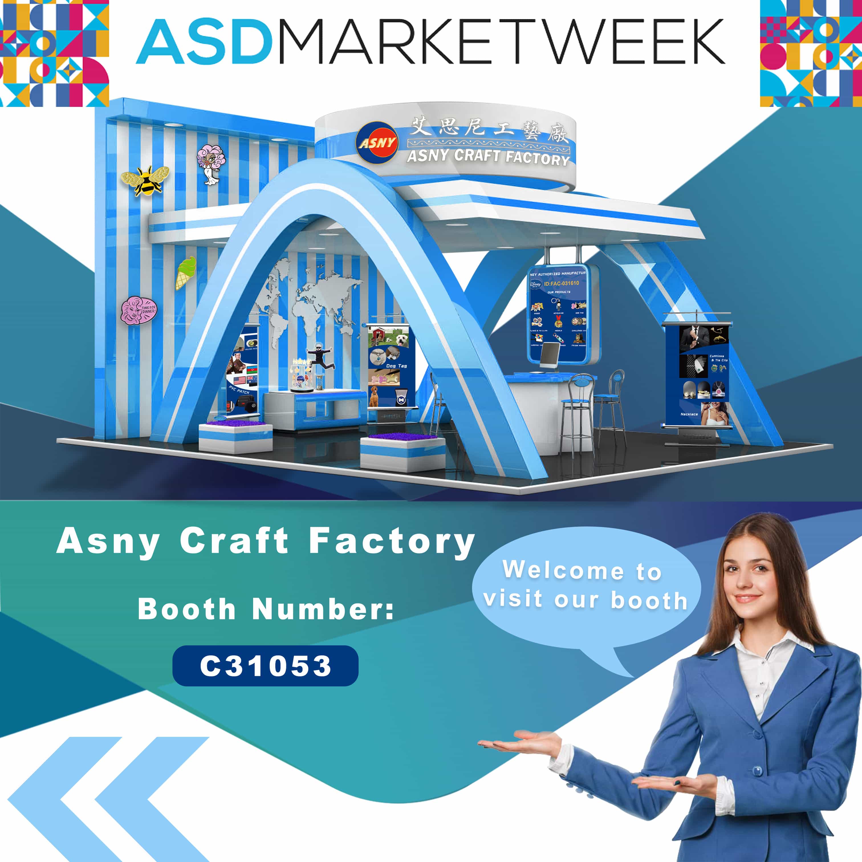 Custom Promotional and Souvenir Items by ASNY Craft Factory at 2024 Las Vegas ASD Market Week