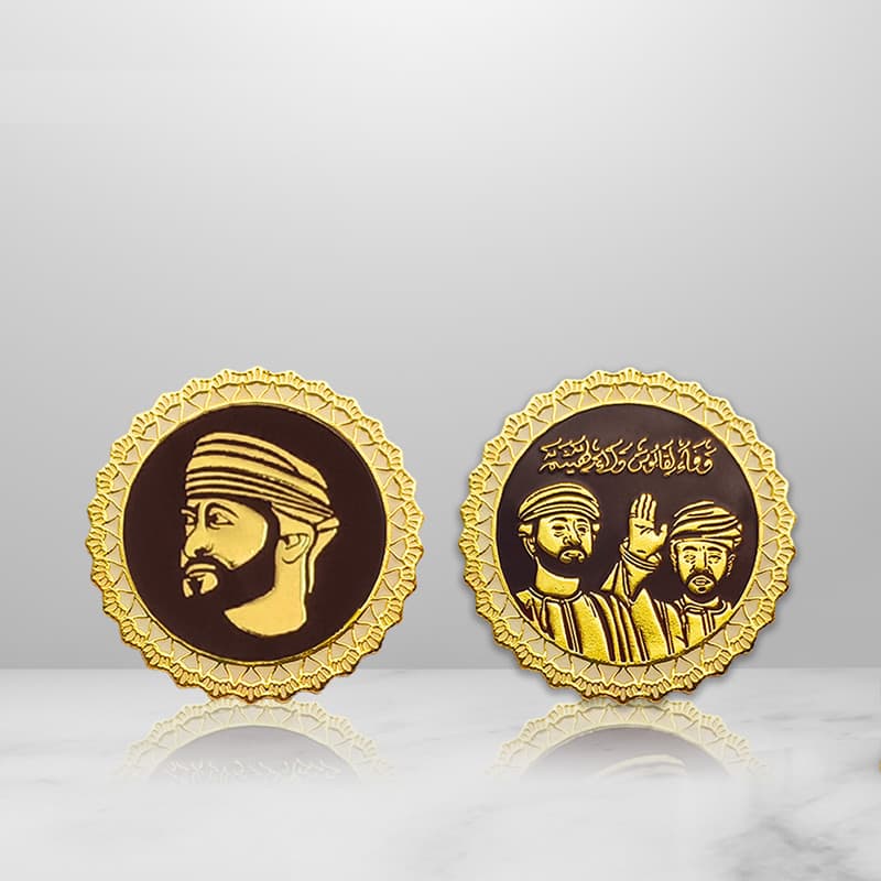 Custom Iron Stamped Enamel Hand-Polished Bright Gold-Plated Oman King Badge National Day Promotional Gift