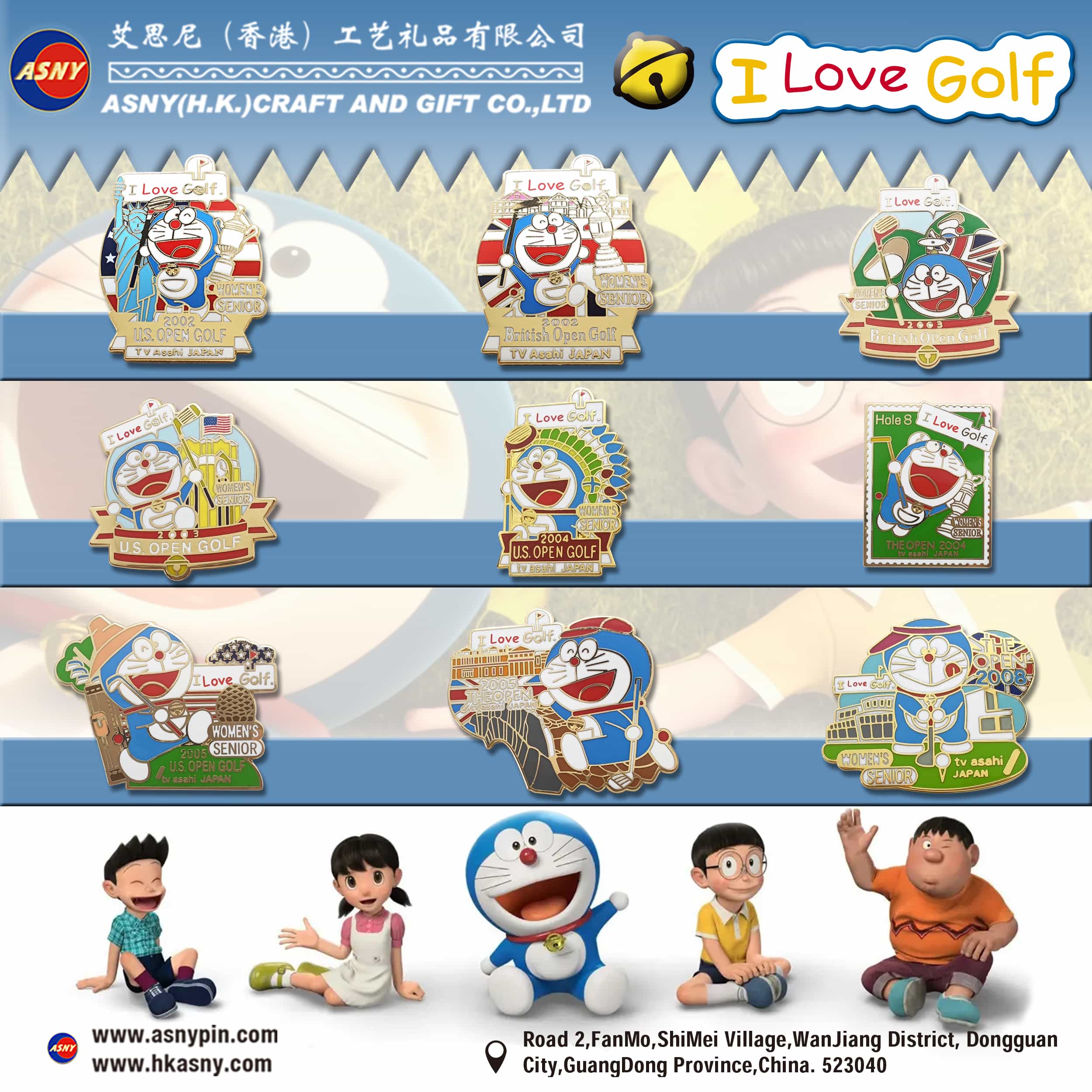 Product-Catalog-Metal-Products-Golf-Badges-Doraemon-Sports-Games-3-Souvenirs-Custom-Production-Supply-Wholesale-Manufacturer-Factory