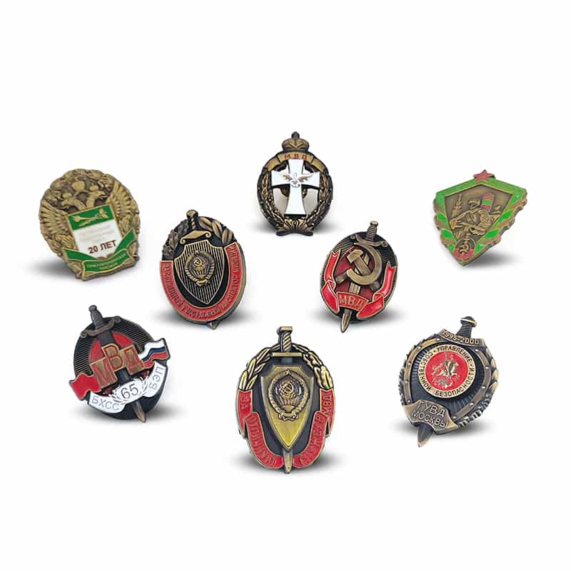 3D Embossed Vintage Pins & Badges