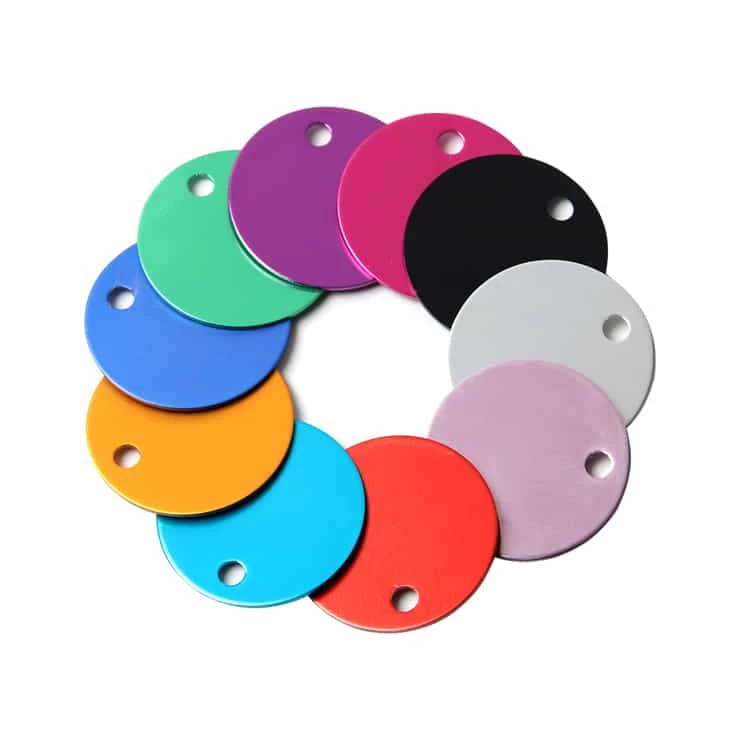 Wholesale Custom Aluminum Anodized Colorful Heart Five-Pointed Star Oval Round Pet Lost Prevention ID Tag Cat Tag Dog Tag - Image 3