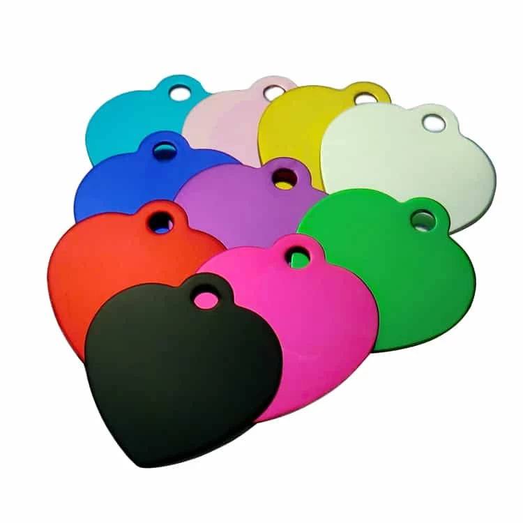 Wholesale Custom Aluminum Anodized Colorful Heart Five-Pointed Star Oval Round Pet Lost Prevention ID Tag Cat Tag Dog Tag - Image 5