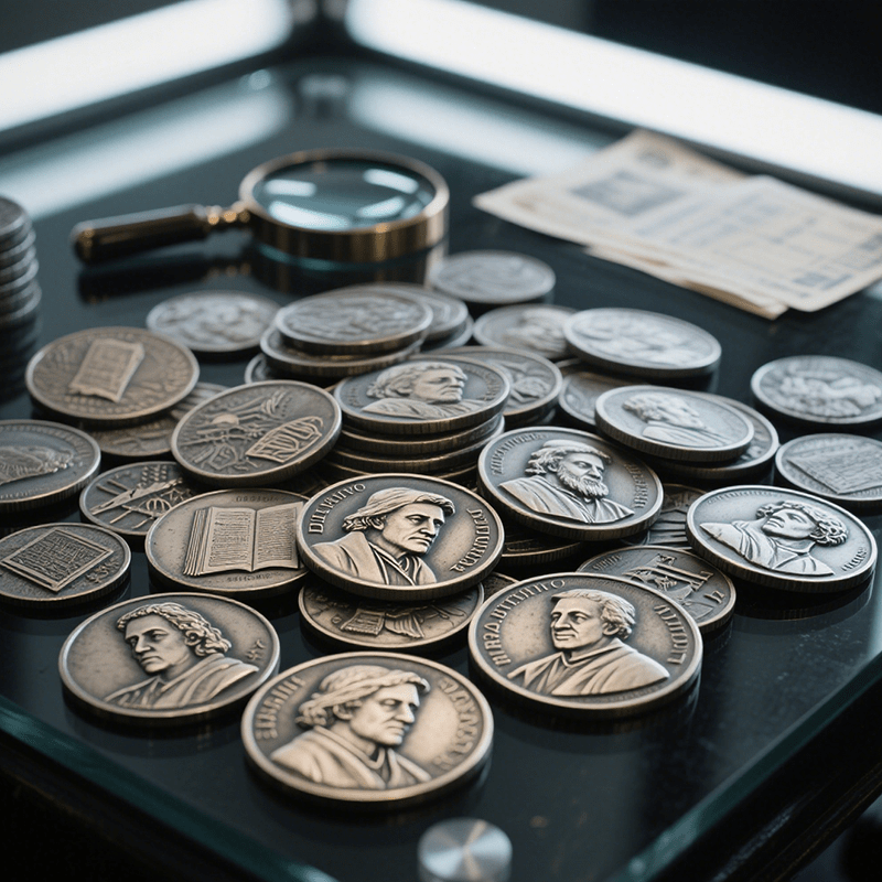 Custom European Enlightenment Philosophy Figure Portrait Latin Inscription Theology Religious Relief Anti-Bronze Commemorative Collectible Coins