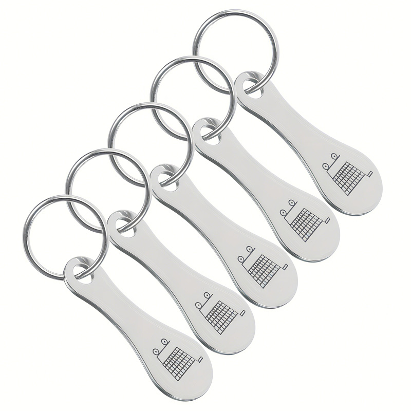 Factory Custom Logo Teardrop-Shaped Metal Zinc Alloy Stainless Steel Keychain Style Supermarket Food Wet Traditional Grocery Trolley Token