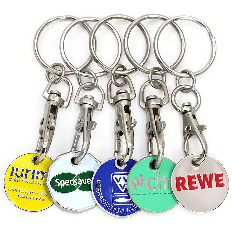 Factory Custom Round Shield-Shaped Supermarket Keychain-Style Shopping Trolley Coins Tokens with Enamel Soft Cloisonné Printing Epoxy and More